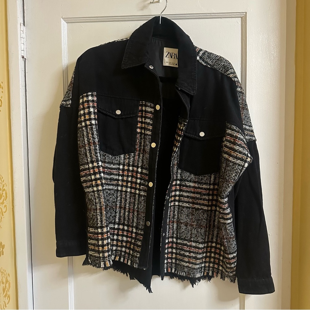 ZARA Denim Contrast Shacket